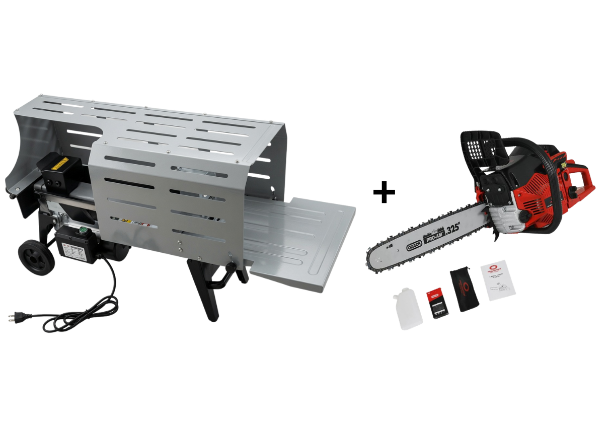 Nexsas Cepač za Drva NXH-4T + PROLINETECH Motorna testera 3,1 KS - Komplet za obradu ogreva!