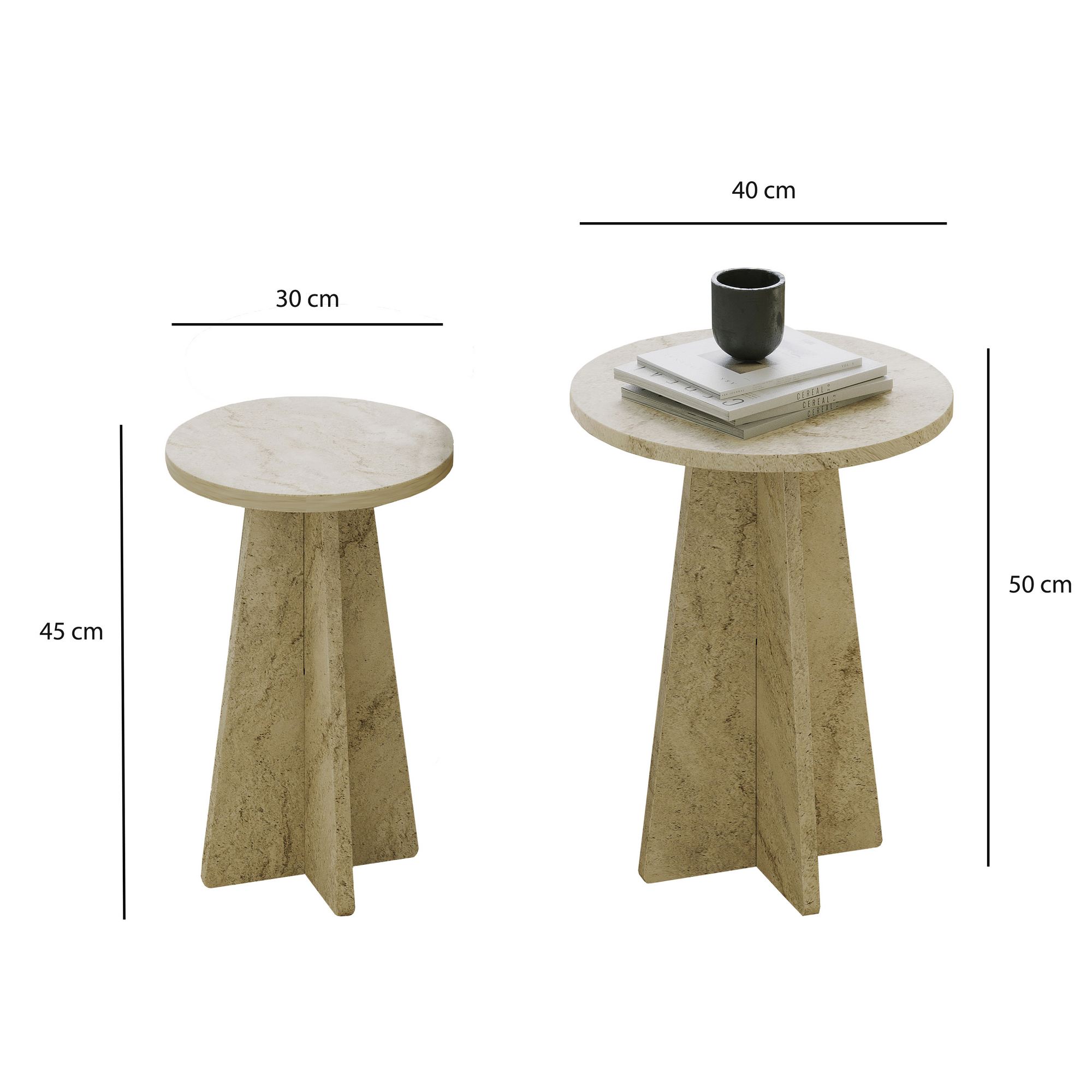 Set klub stolova Mushroom 2 Travertin
