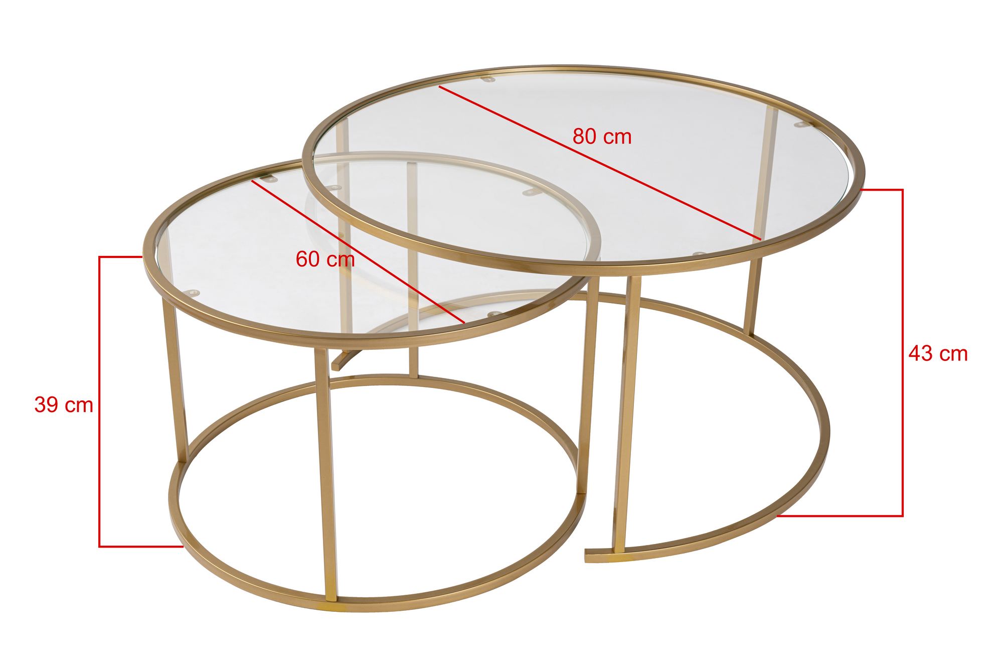 Set klub stolova Gold-Transparent-80-60 Zlatna