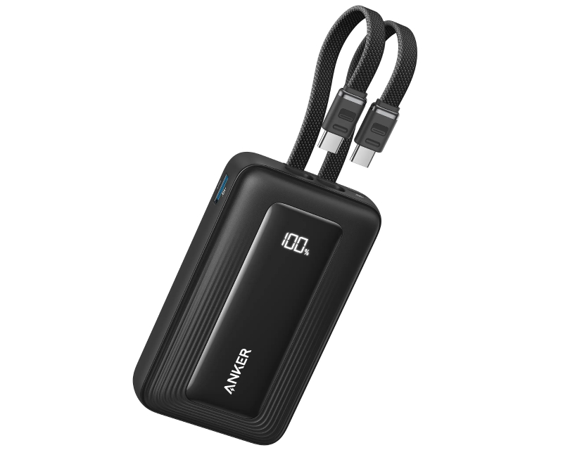 Zolo 10000mAh, 35W, sa ugrađenim USB-C kablovima, Power Bank crni