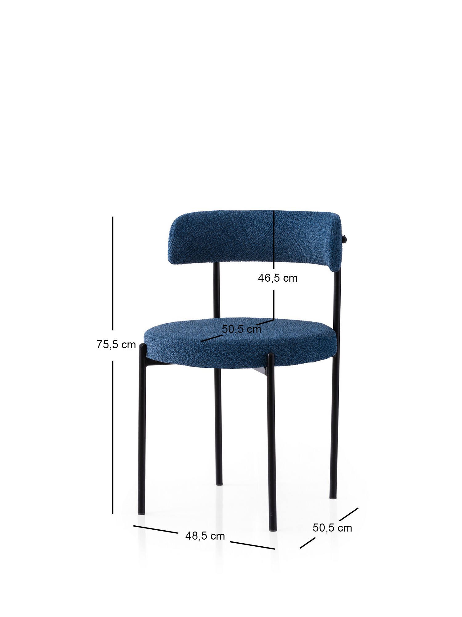 Set stolica (2 komada) Gını - 4014 V2 Crna, Tamno plava