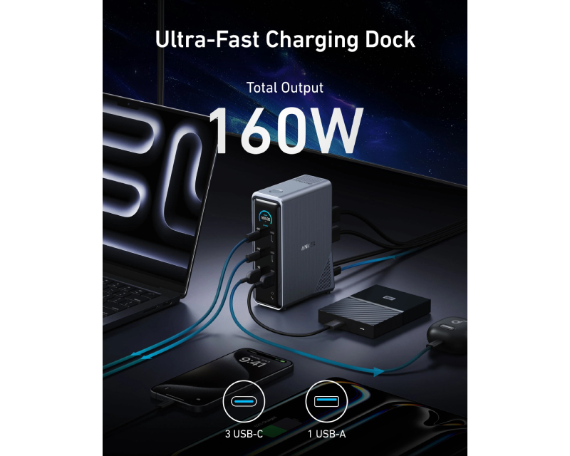 Prime Docking Stanica 160W, 14u1, Dual Display, siva
