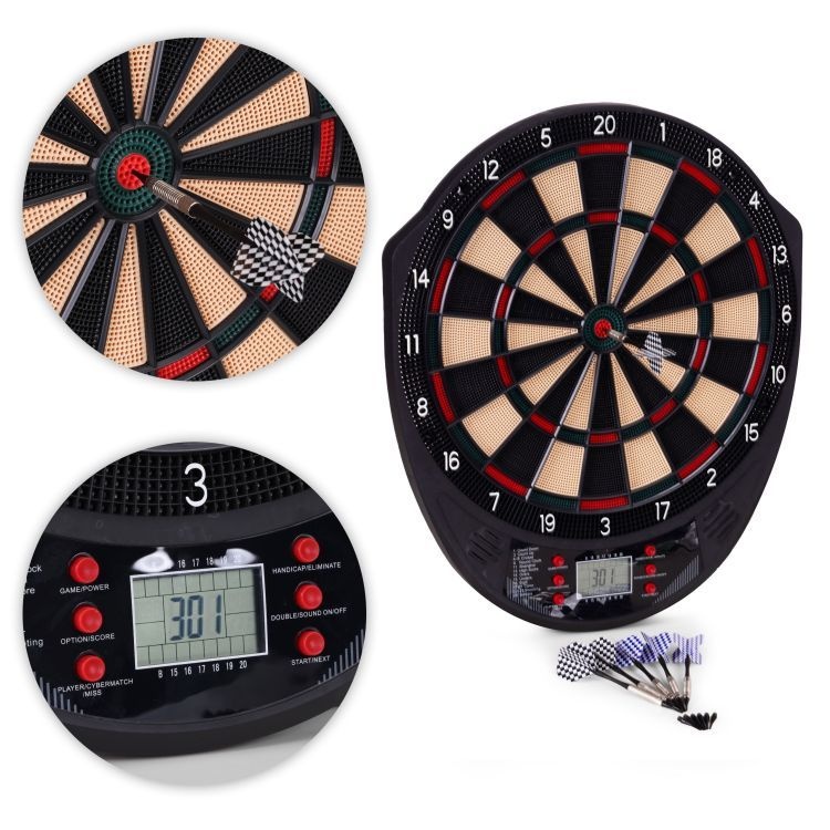 Elektronski pikado 41 cm sa LCD ekranom, 26 igara, set sa 6 pikada
