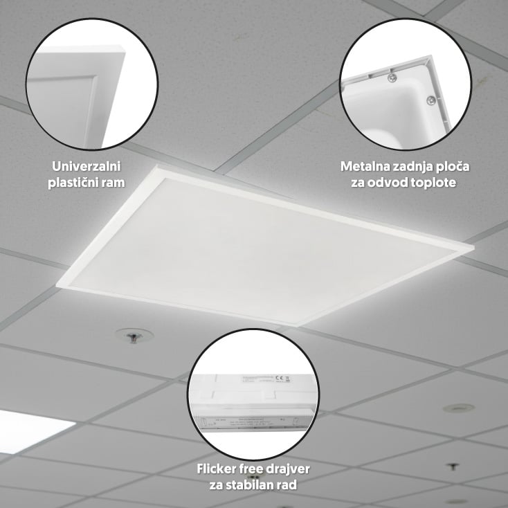 LED panel 48W, 100lm/W, 6500K, 595x595