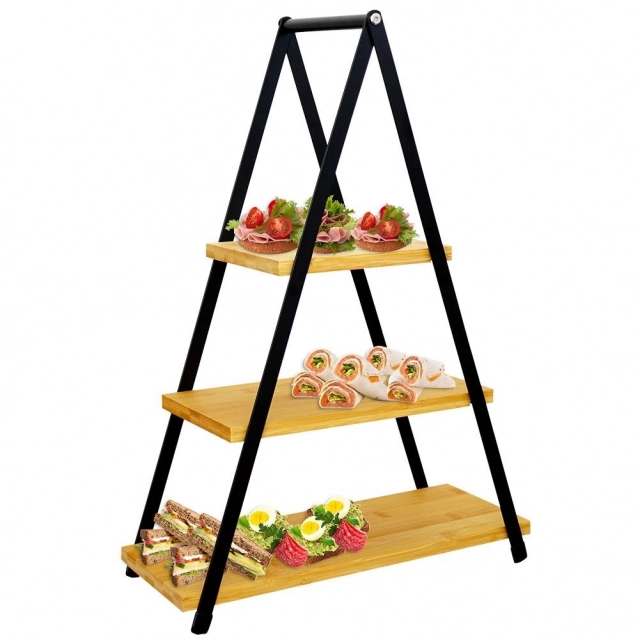 Vilde 139201 - Trospratni stalak za serviranje od bambusa – 38 × 16,5 × 53 cm