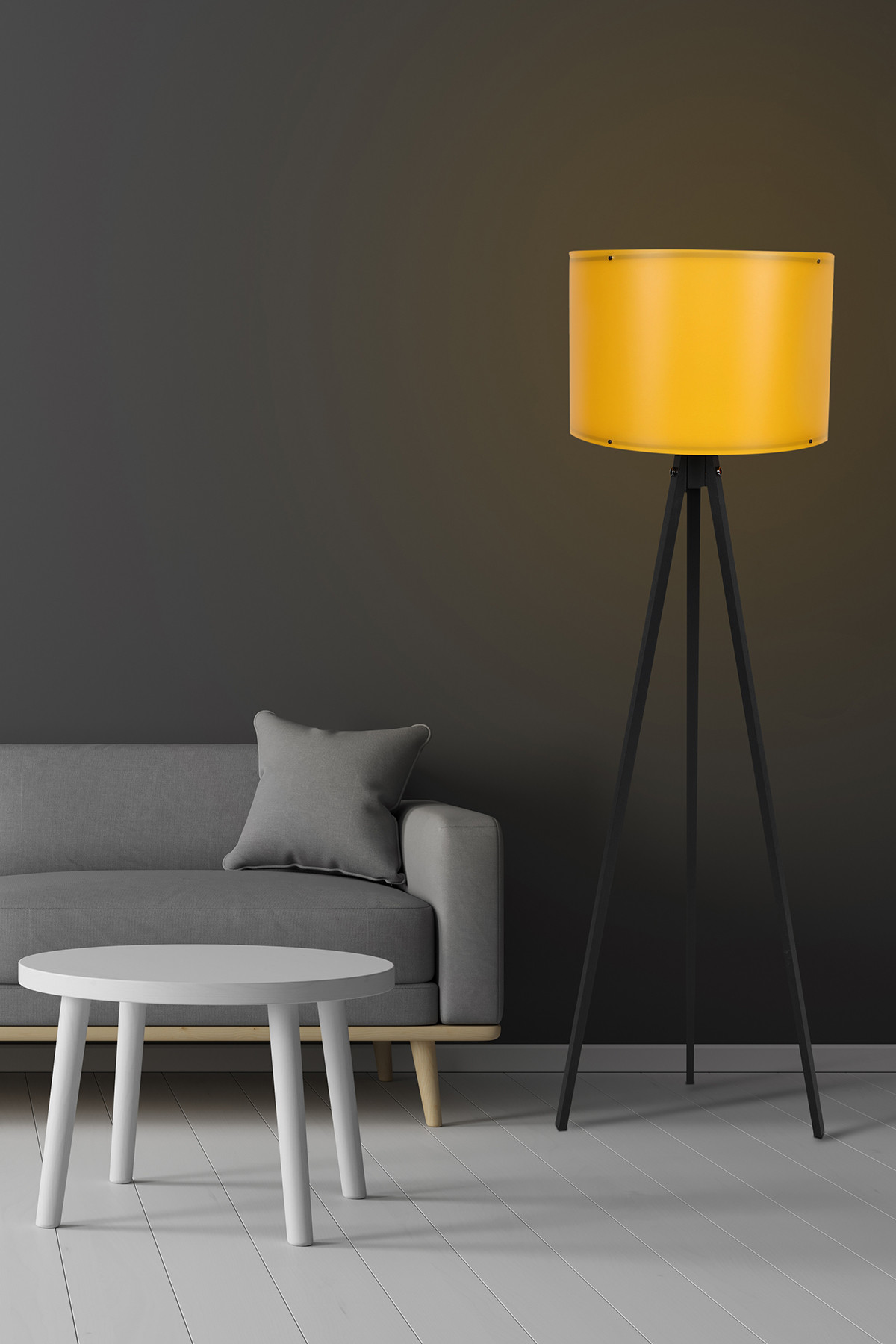 Podna lampa 114 Žuta, Crna