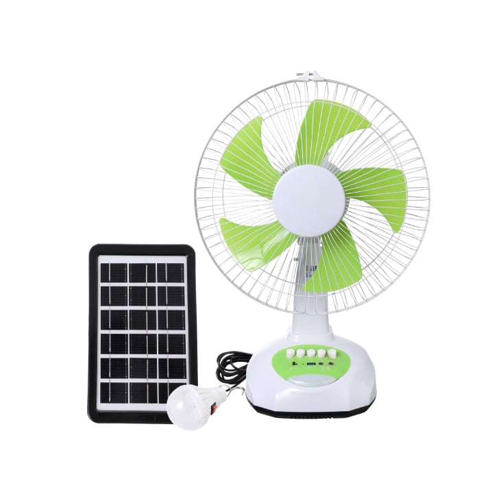 Stoni punjivi ventilator sa solarnim panelom i LED lampom