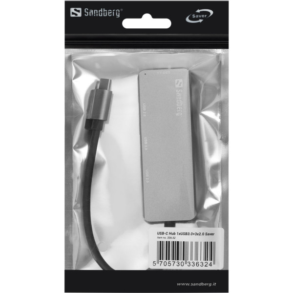 USB HUB Sandberg 336-32 USB-C na 1xUSB3.0+3x2.0 USB