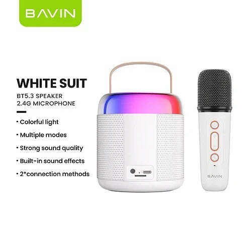 Bavin mini karaoke zvučnik sa mikrofonom bela - BM-19 bela