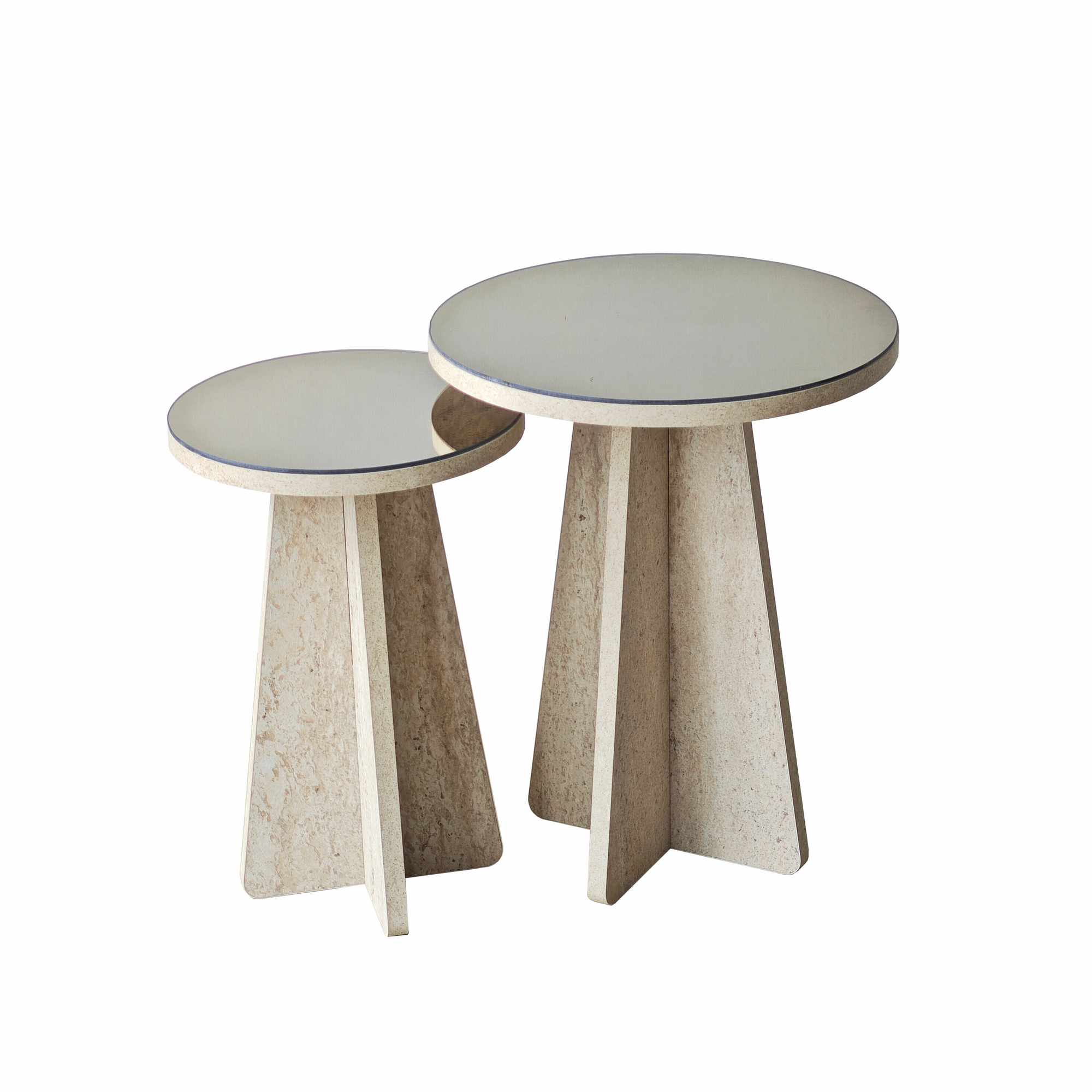 Set pomoćnih stolova Luna - Travertin, Bronzana
