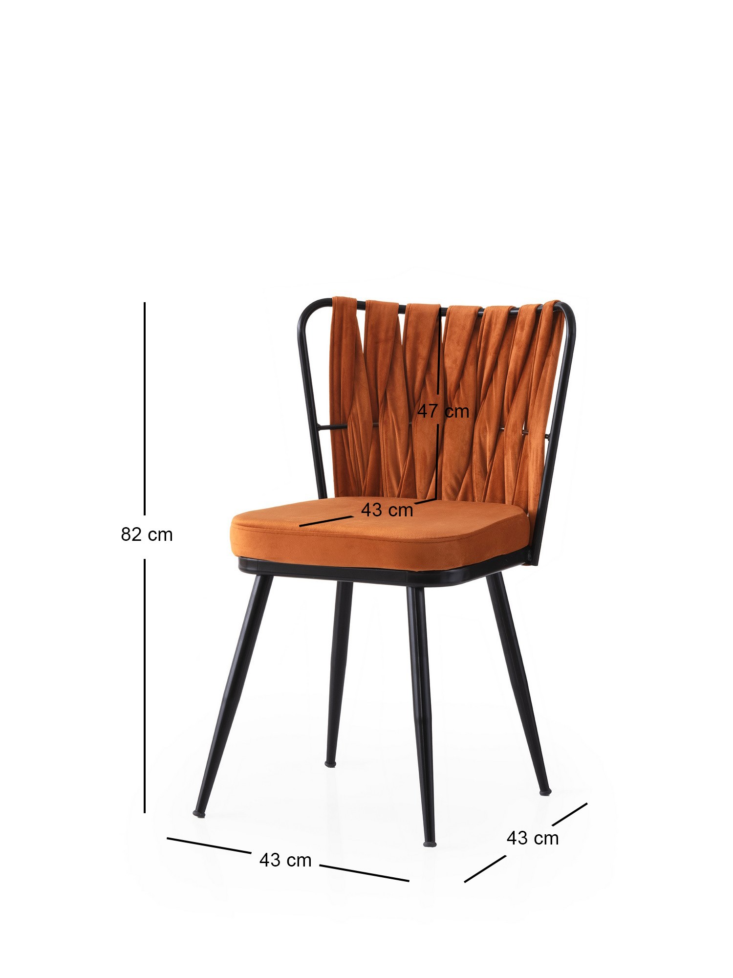 Set stolica (4 komada) Kuşaklı - 224 V4 Crna, Narandžasta