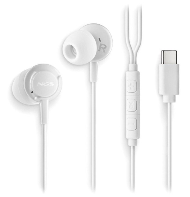 NGS Headset In Ear Cross Step Mic USB-C White
