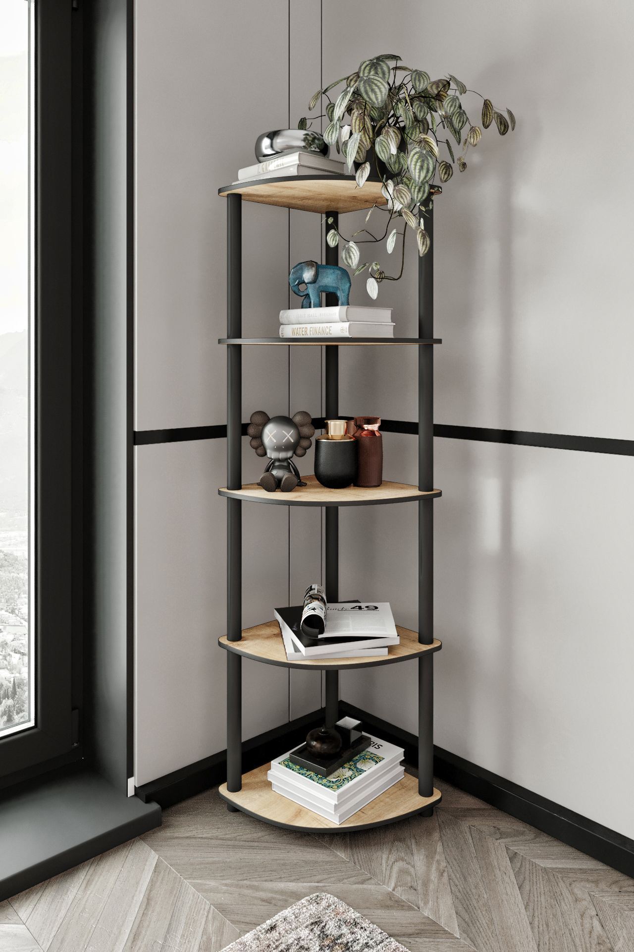 Polica za knjige Bookcase 5 Corner - Hrast