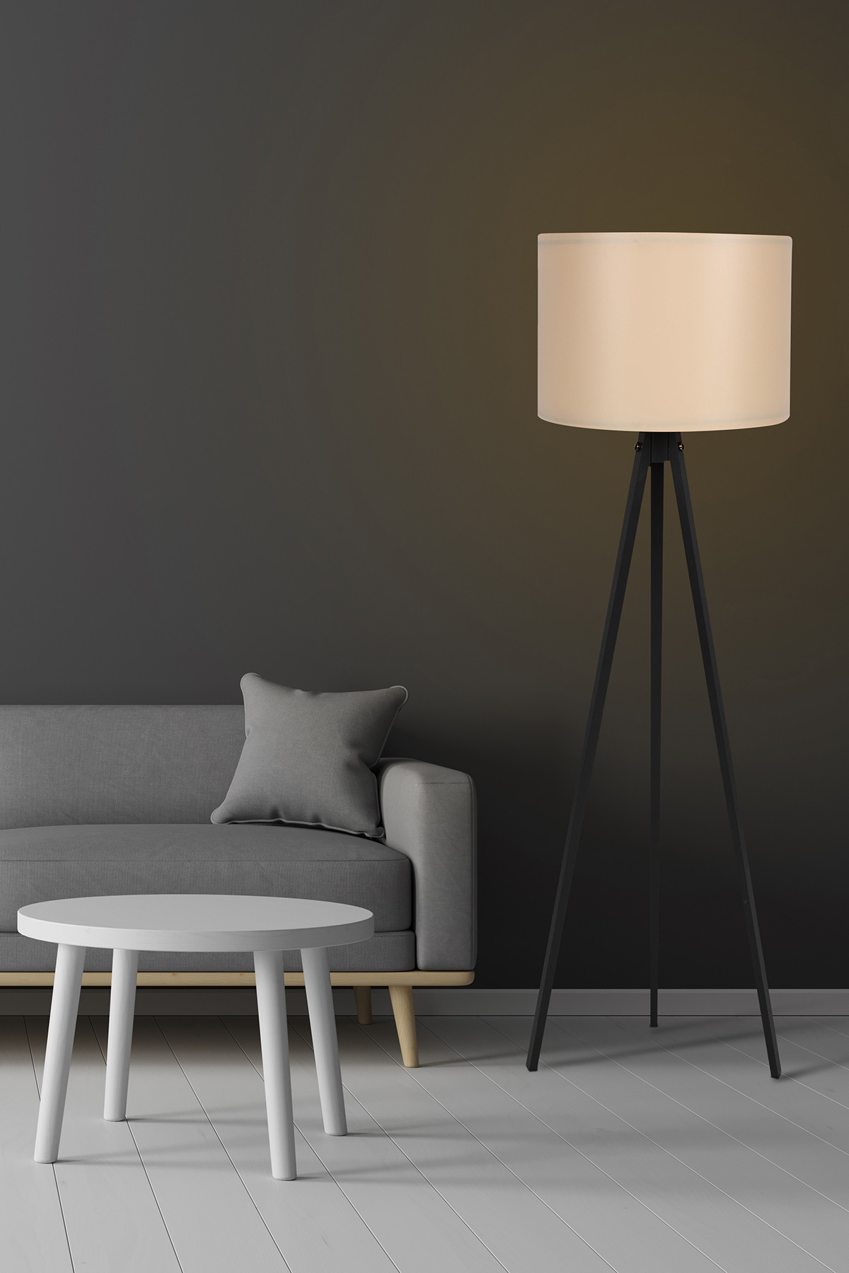 Podna lampa 115 Krem, Crna