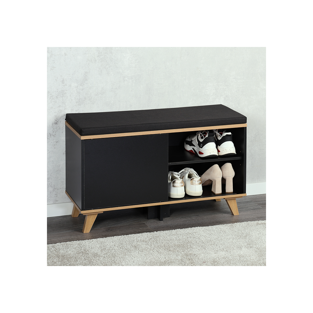 KESPER KSP15943 CIPELARNIK  SA JASTUKOM ZA SEDENJE CRNI 77 x 48 x 30 CM