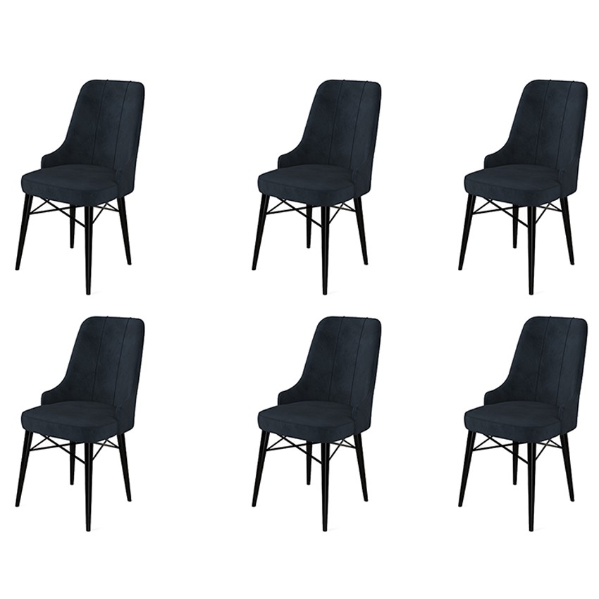 Set stolica (6 komada) Pare - Antracit, Crna