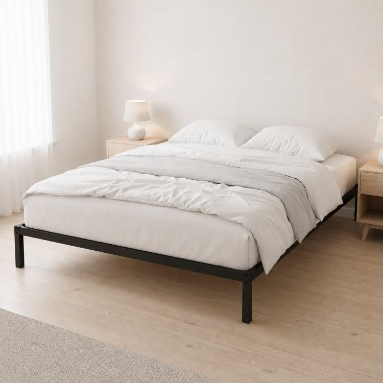 Krevet sa metalnim ramom 190 × 200 cm sa podnicom, crni – ModernHome