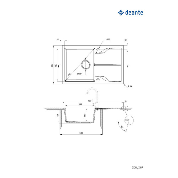 Deante sudopera Andante flush 78/MAN/O ZQN T11F
