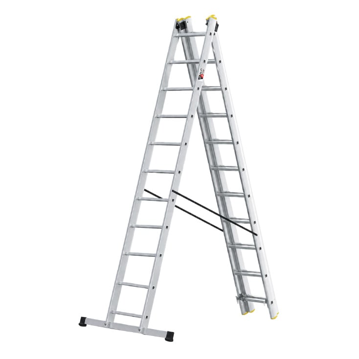 Aluminijumske trodelne merdevine 3x11 gazišta 150 kg