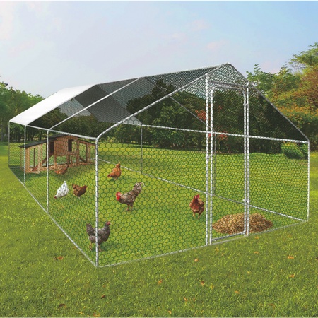 METALNI KAVEZ ZA ŽIVOTINJE 4,5 x 3 x 1,95 M SA DELIMIČNIM KROVOM 4030