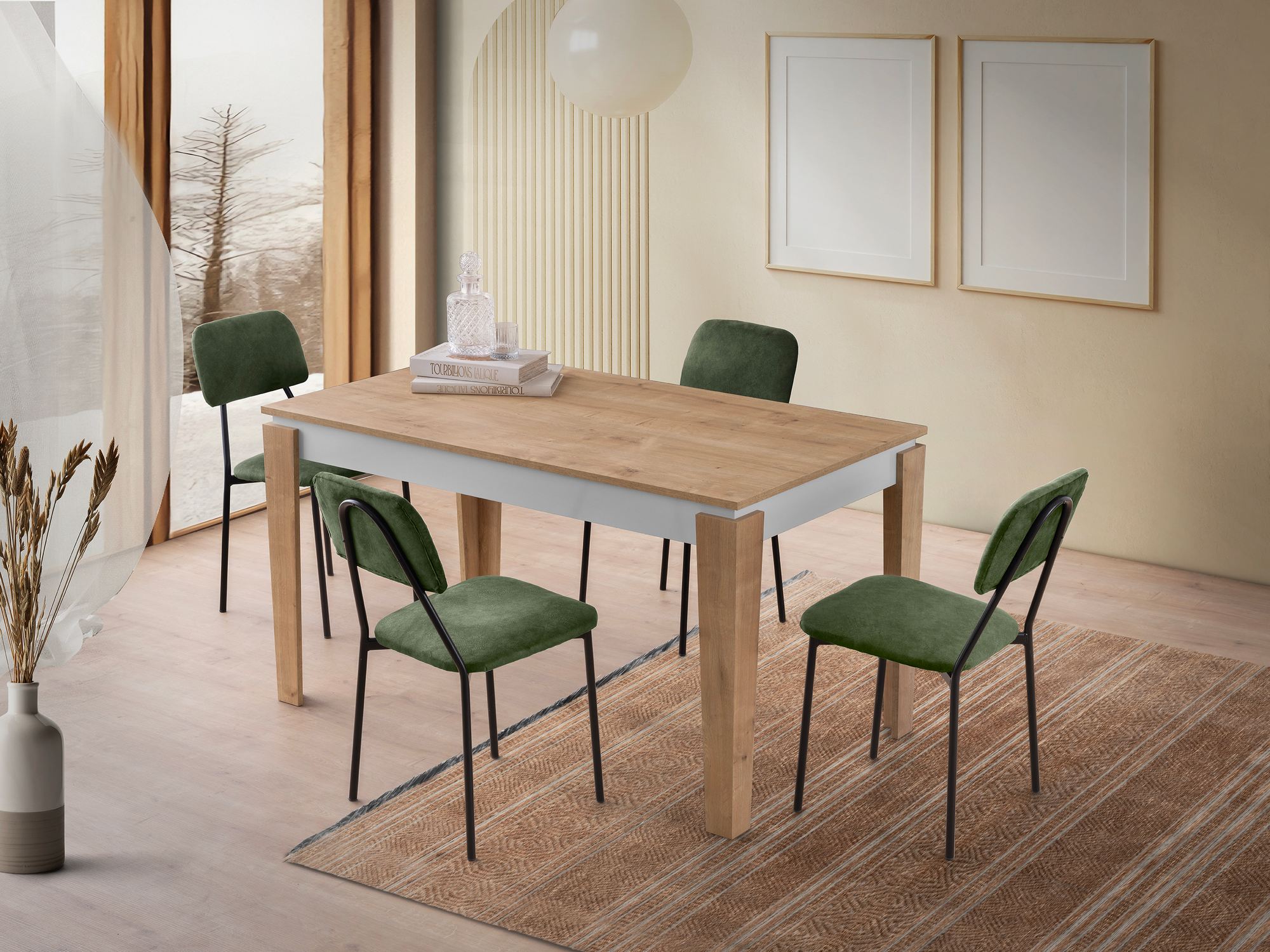 Trpezarijski sto Asos - 2971 Hrast, Bela