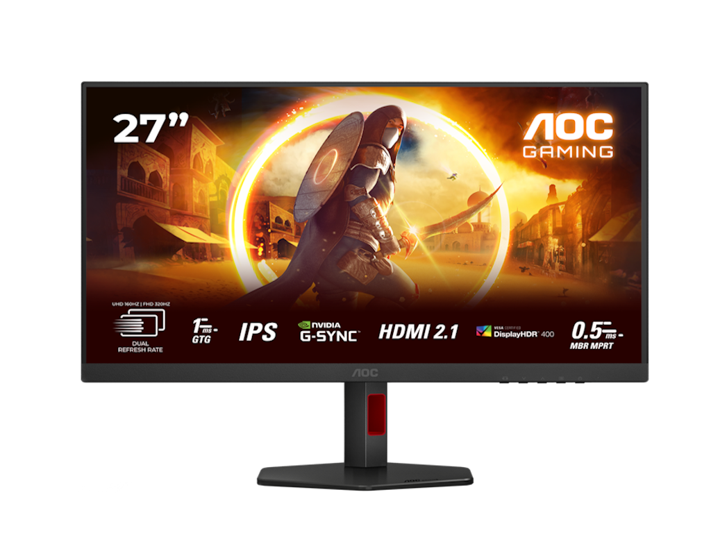 Monitor AOC U27G4R 27"/IPS/3840x2160/320Hz FHD 160Hz UHD/1ms/HDMIx2,DP,USB/Adaptive sync/VESA/crna
