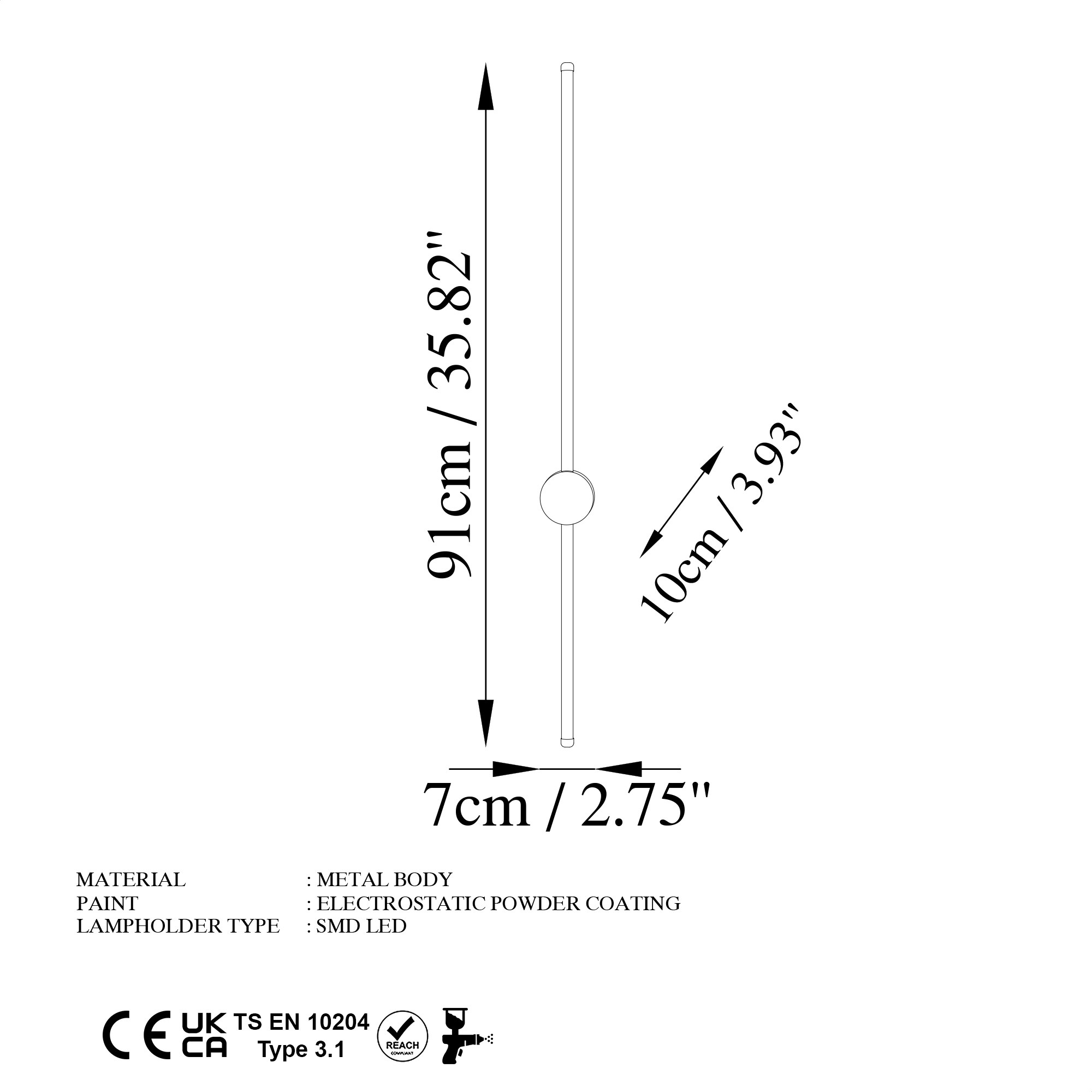 Zidna lampa Sword - 13484 Crna