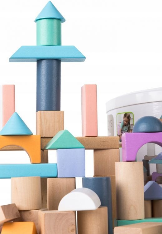 Drvene kocke 100 komada sa kanticom i sorterom ECOTOYS