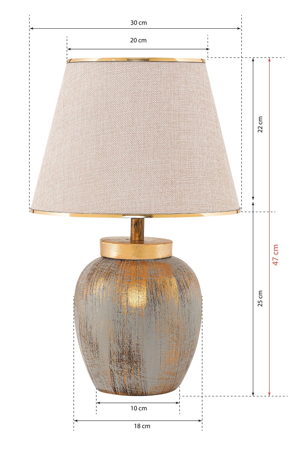 Stona lampa TM275 Krem, Zlatna