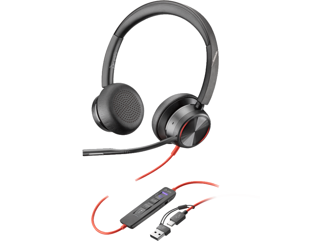 Slušalice HP Poly Blackwire 8225 Stereo MS Teams Cert USB-C Headset +USB-C/A Adapter/8X225AA/crna