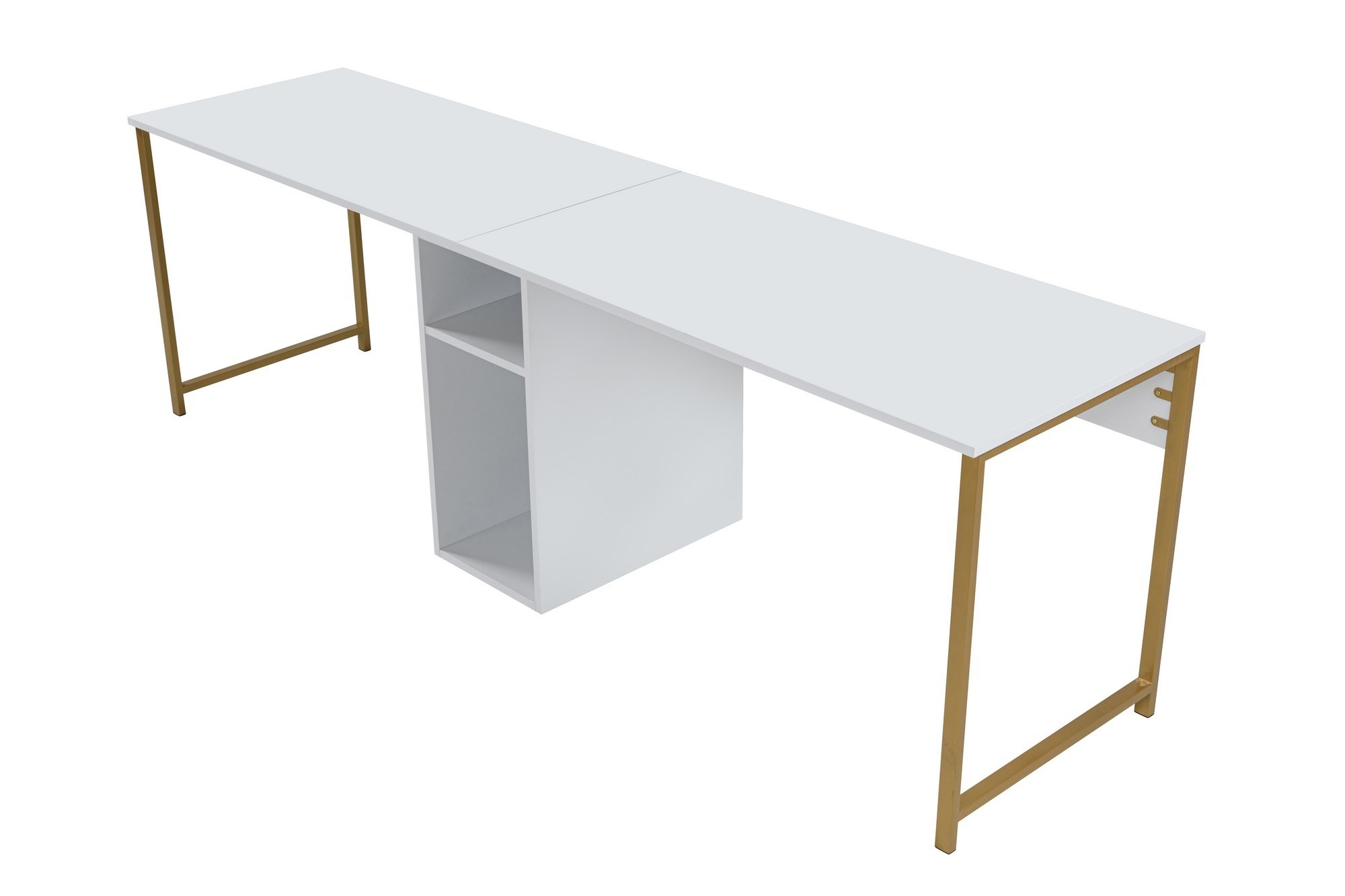 Radni sto Twin Study Desk - Bela, Zlatna