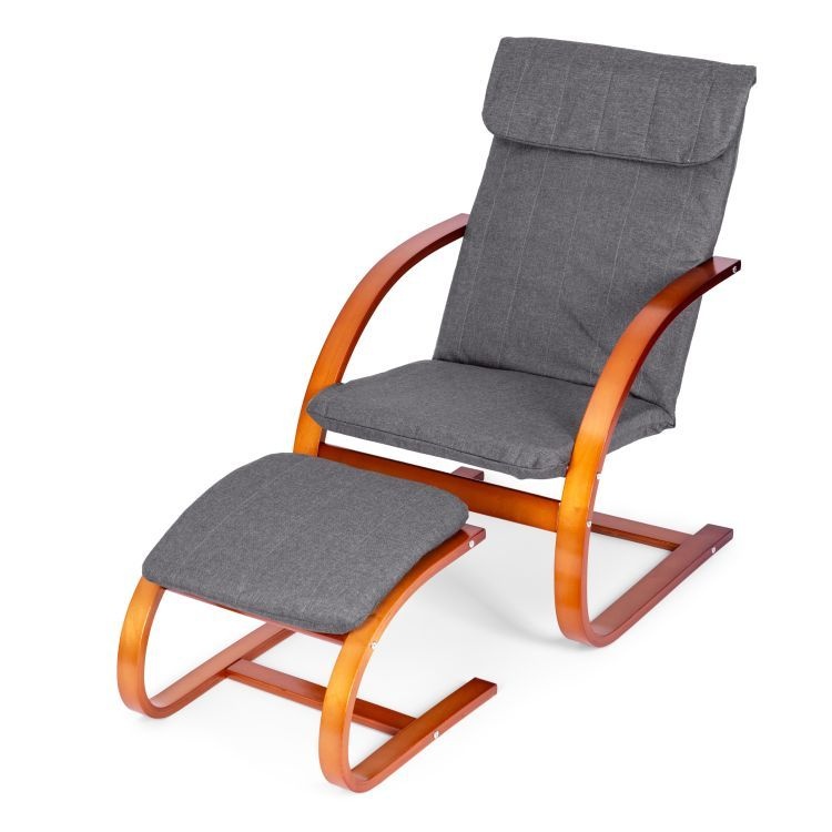 Stolica za ljuljanje sa naslonom za noge walnut MODERNHOME