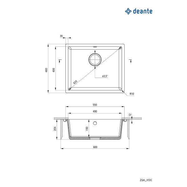 Deante Sudopera Corda Undermount 55/MGR ZQA S10C