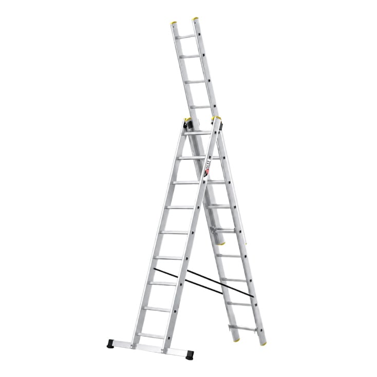 Aluminijumske trodelne merdevine 3x9 gazišta 150 kg