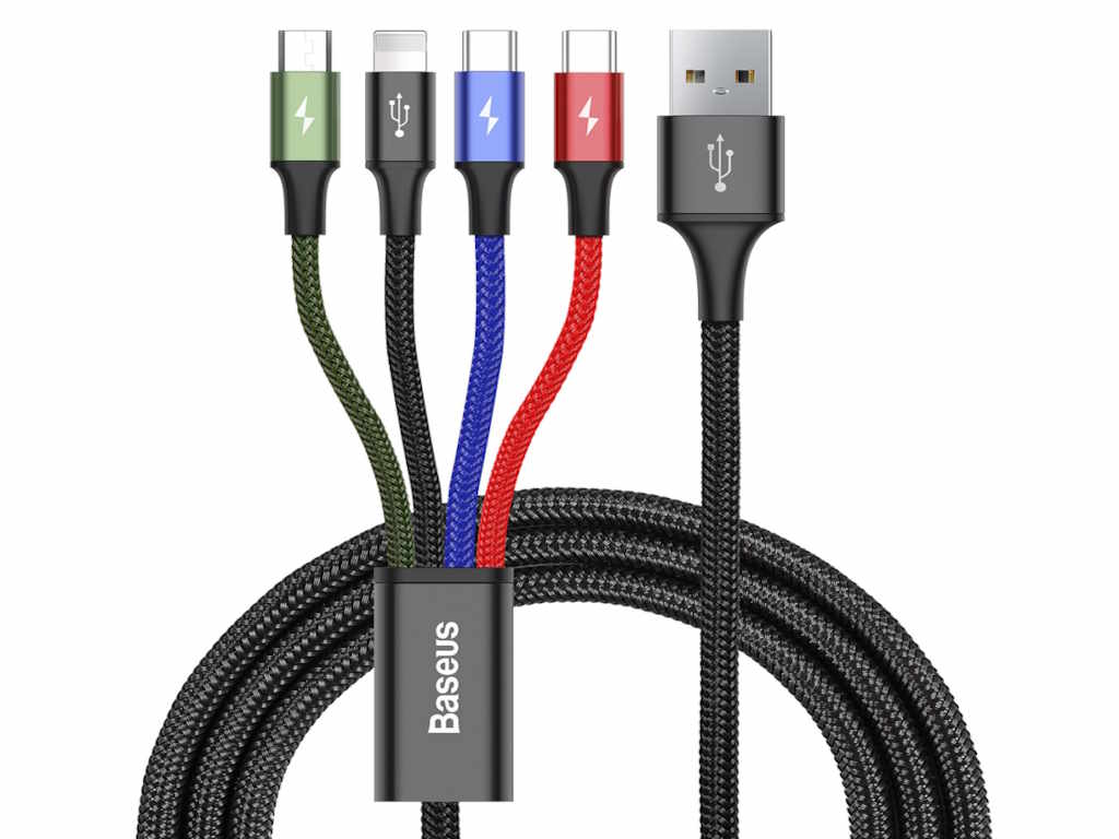 Kabl Za Brzo Punjenje BASEUS/4 u1/iP+Type-C+Micro 3.5A/1,2m/crna