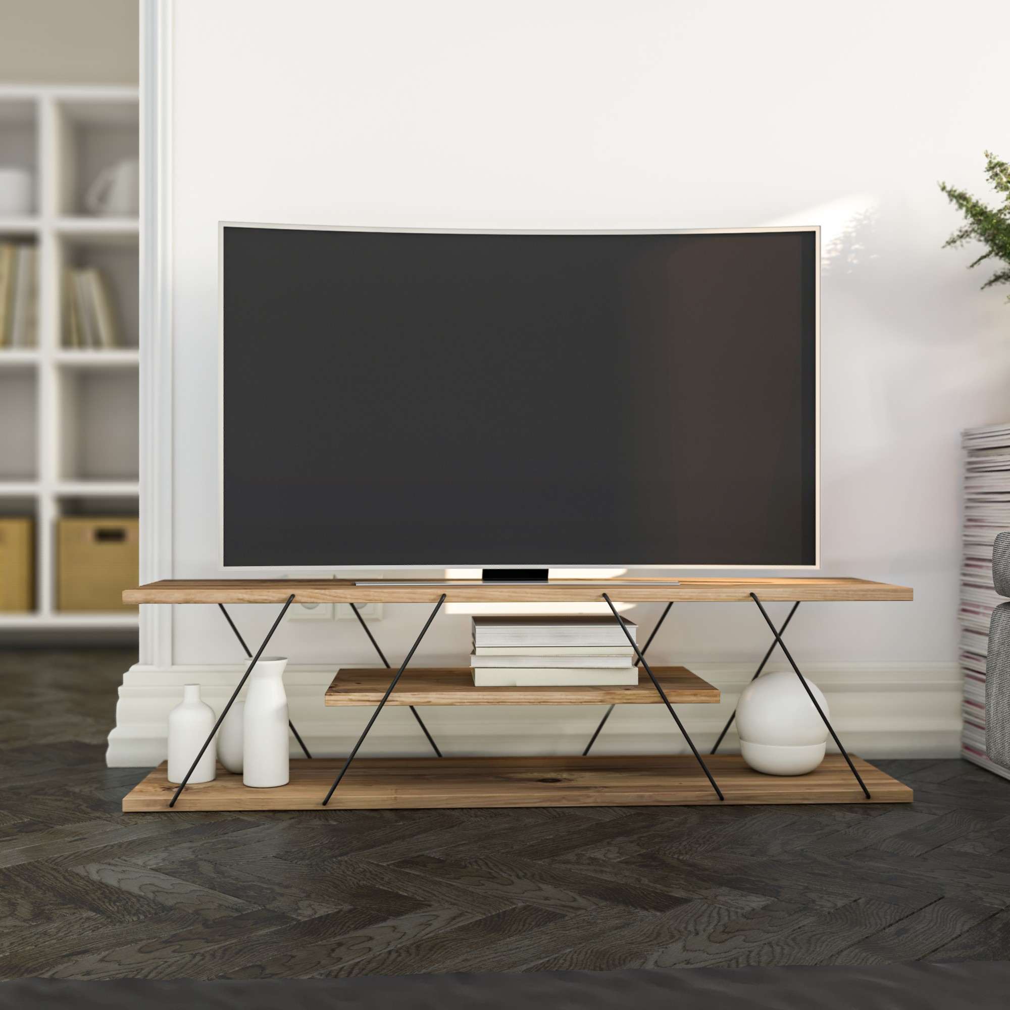 TV komoda Canaz v2 - Crna, Orah