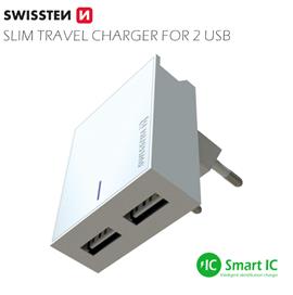 SWISSTEN CHARGER 2x USB 3A+MICRO USB 1,2 M WHITE