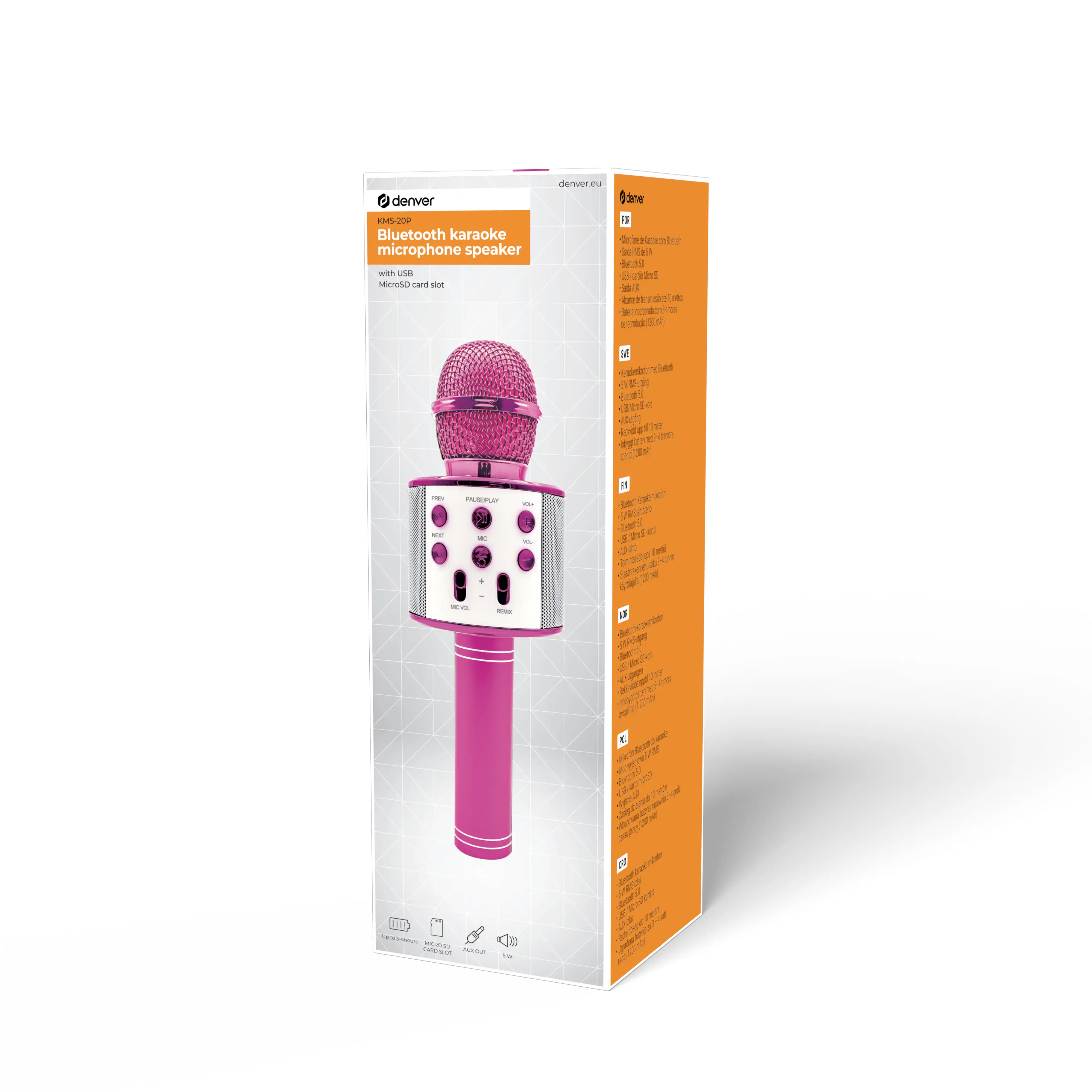 DENVER mikrofon KMS-20Pink Buetooth Roze