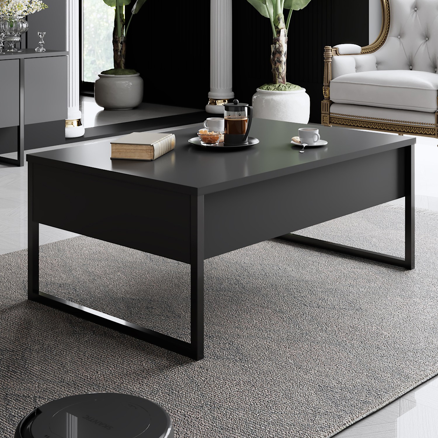 Klub sto Luxe - Antracit, Crna