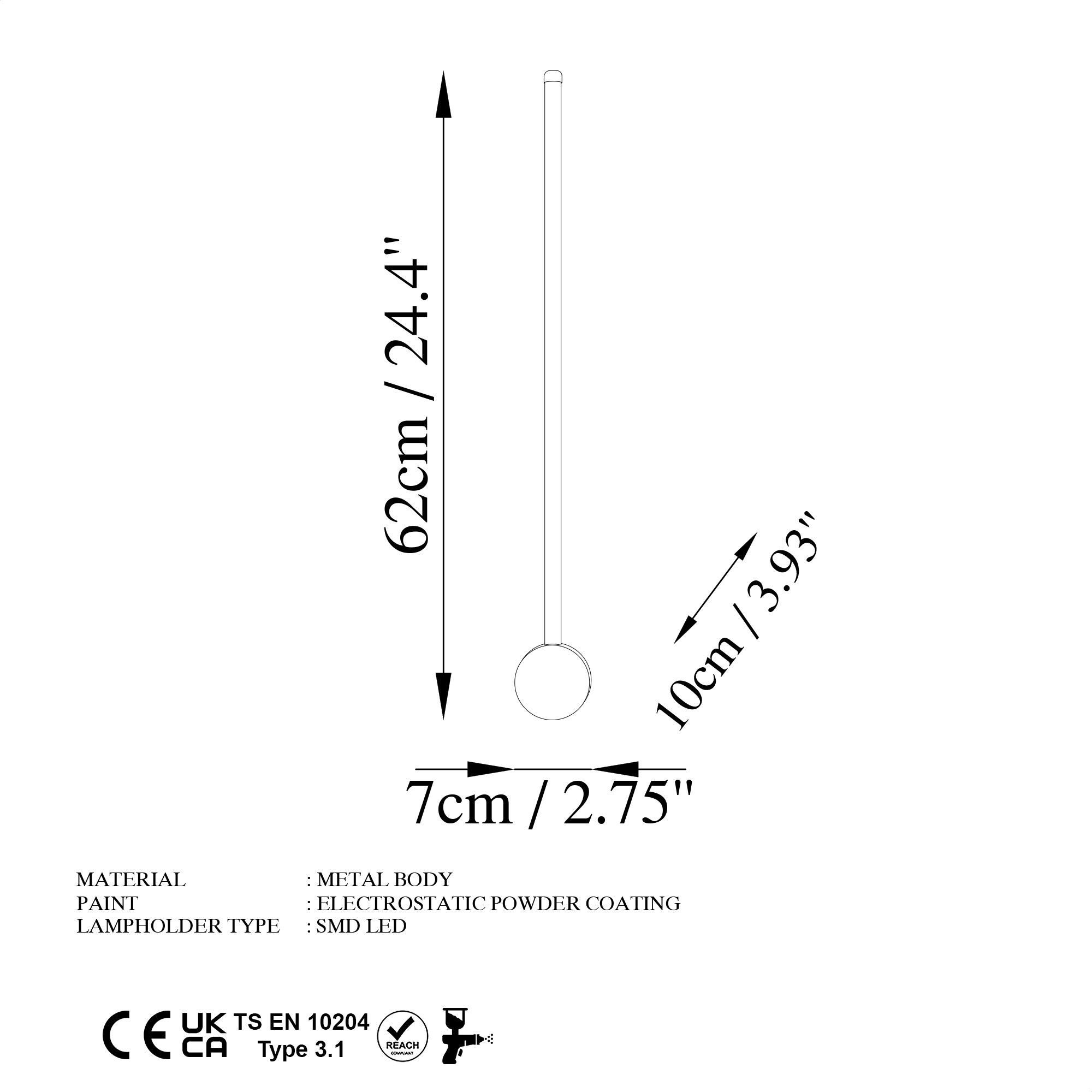 Zidna lampa Sword - 13480 Crna