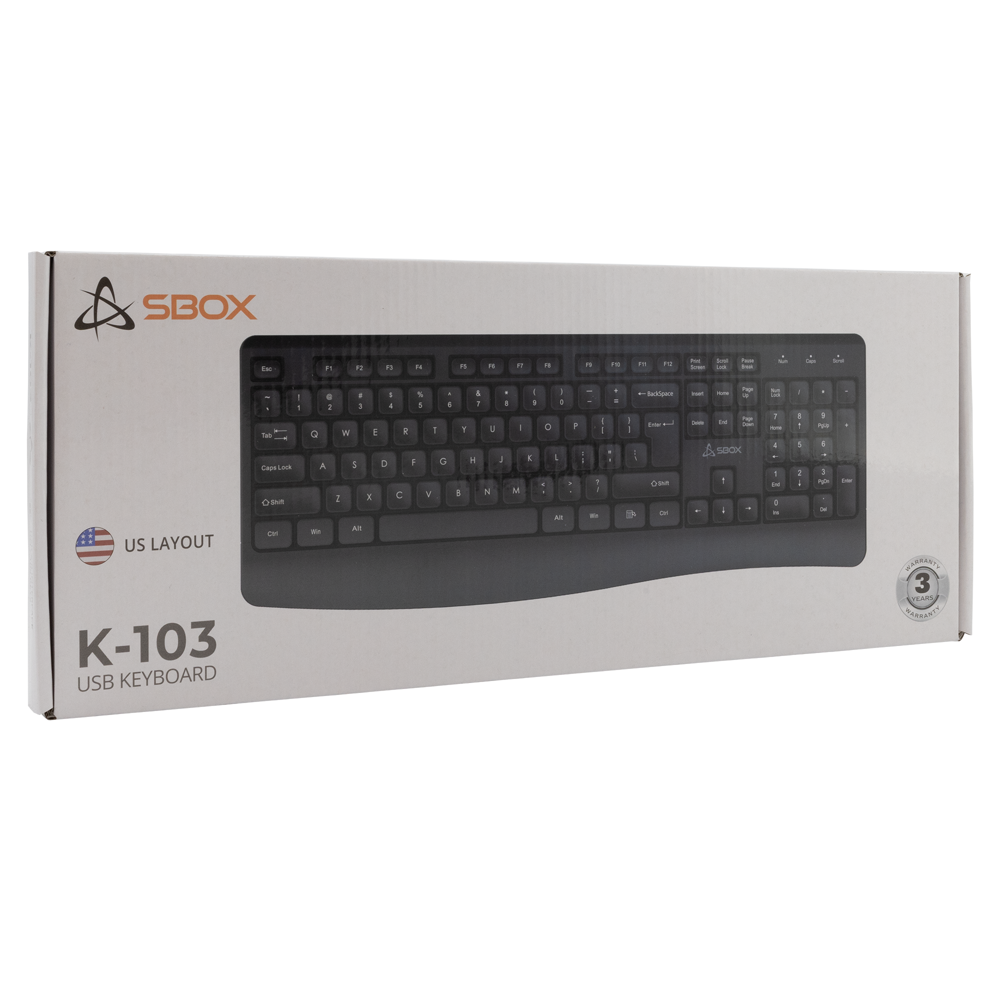 S BOX K 103 Tastatura, USB, US