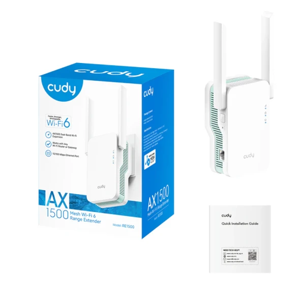 Range Extender Cudy RE1500/AX1500/WiFI 6/2.4+5GHz/Mesh/1500Mbps