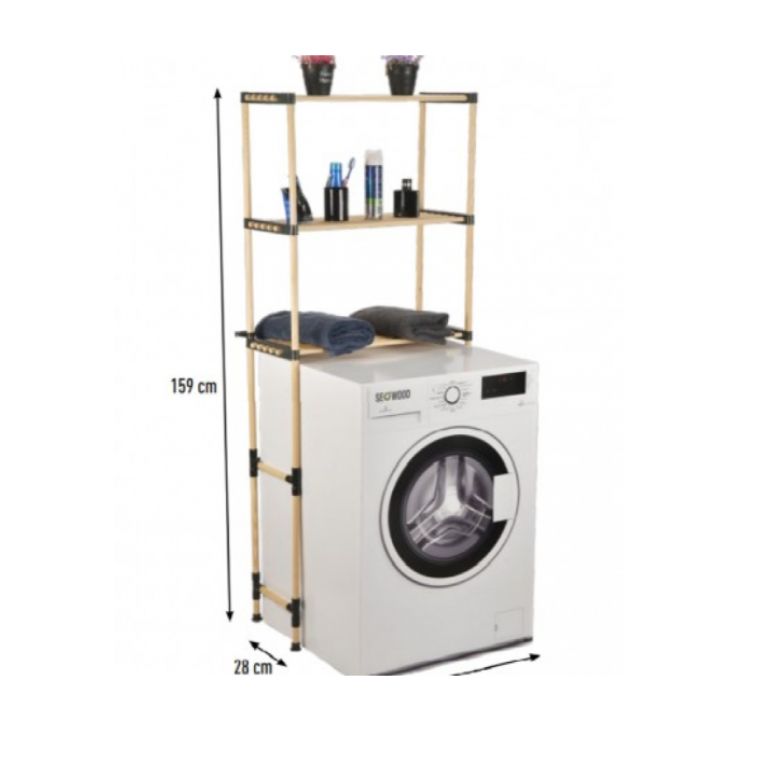 Polica drvena za kupatilo iznad masine 68x28x159 SEO-8166