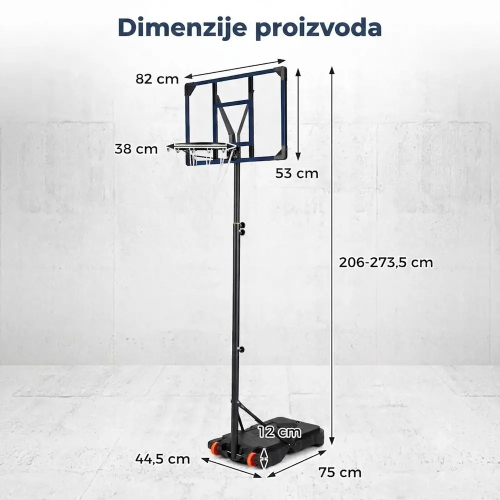Sportivo Koš podesive visine 206–273 cm