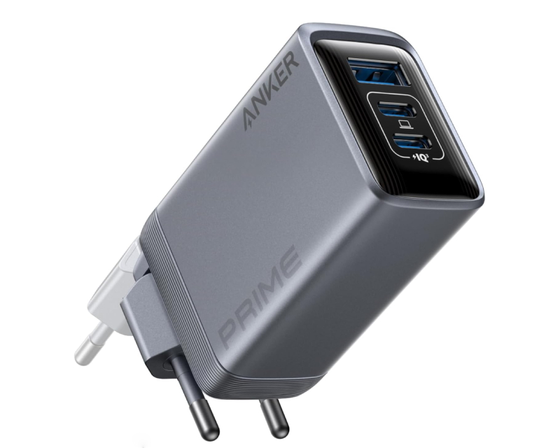 Prime 100W GaN zidni brzi punjač, 3-porta (2x USB-C i 1x USB-A) srebrni