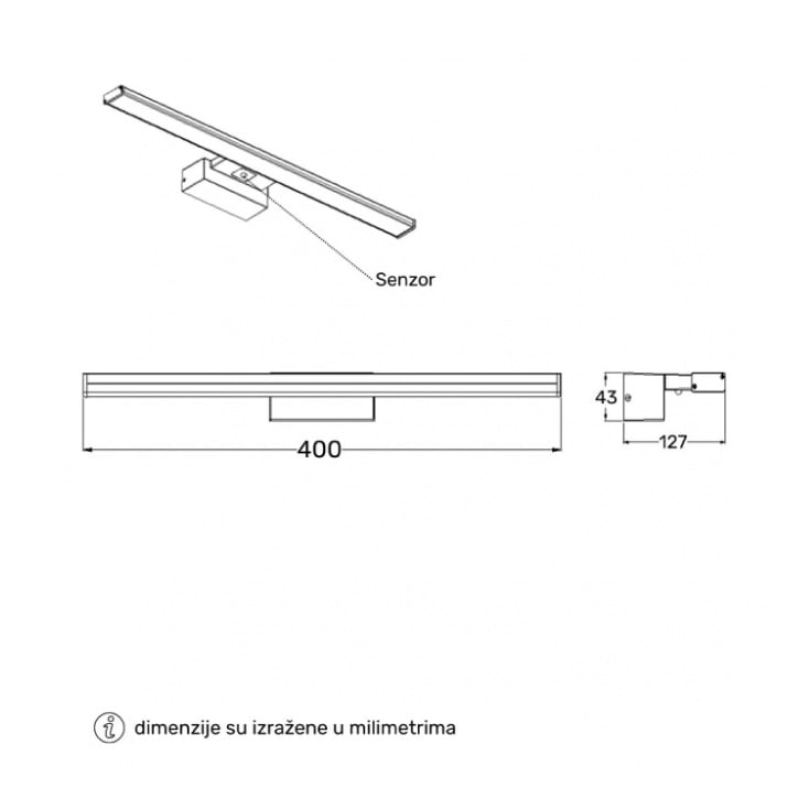 Zidna LED lampa 6W sa senzorom 4000K hrom