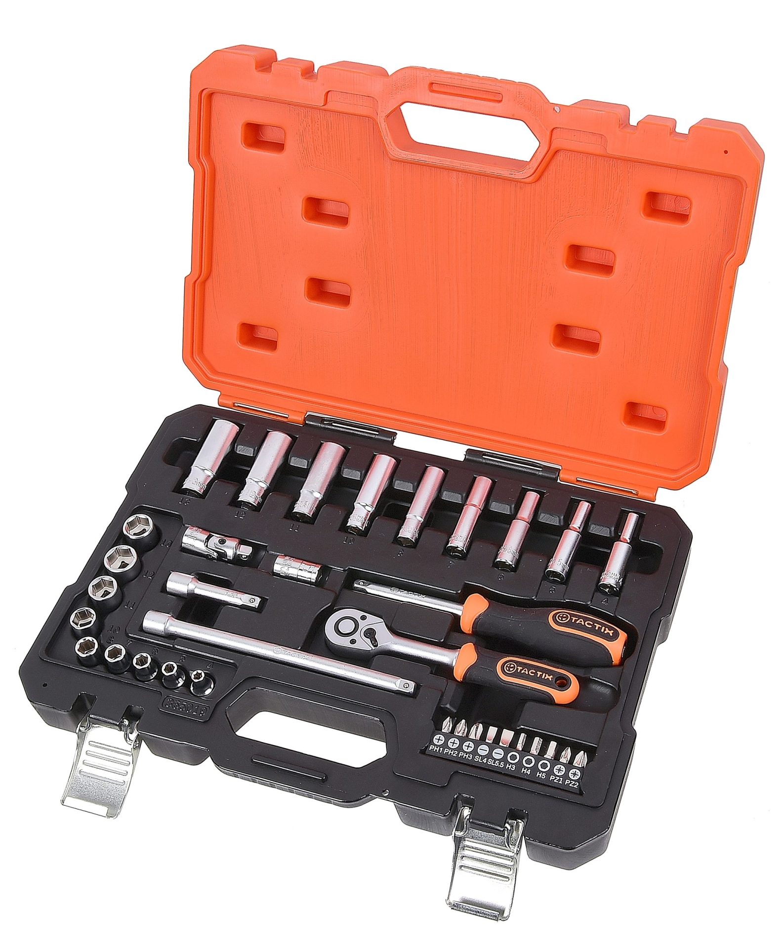 TACTIX Set 34 del. nasadnih ključeva sa čegrtaljkom 1/4" HEX/mm