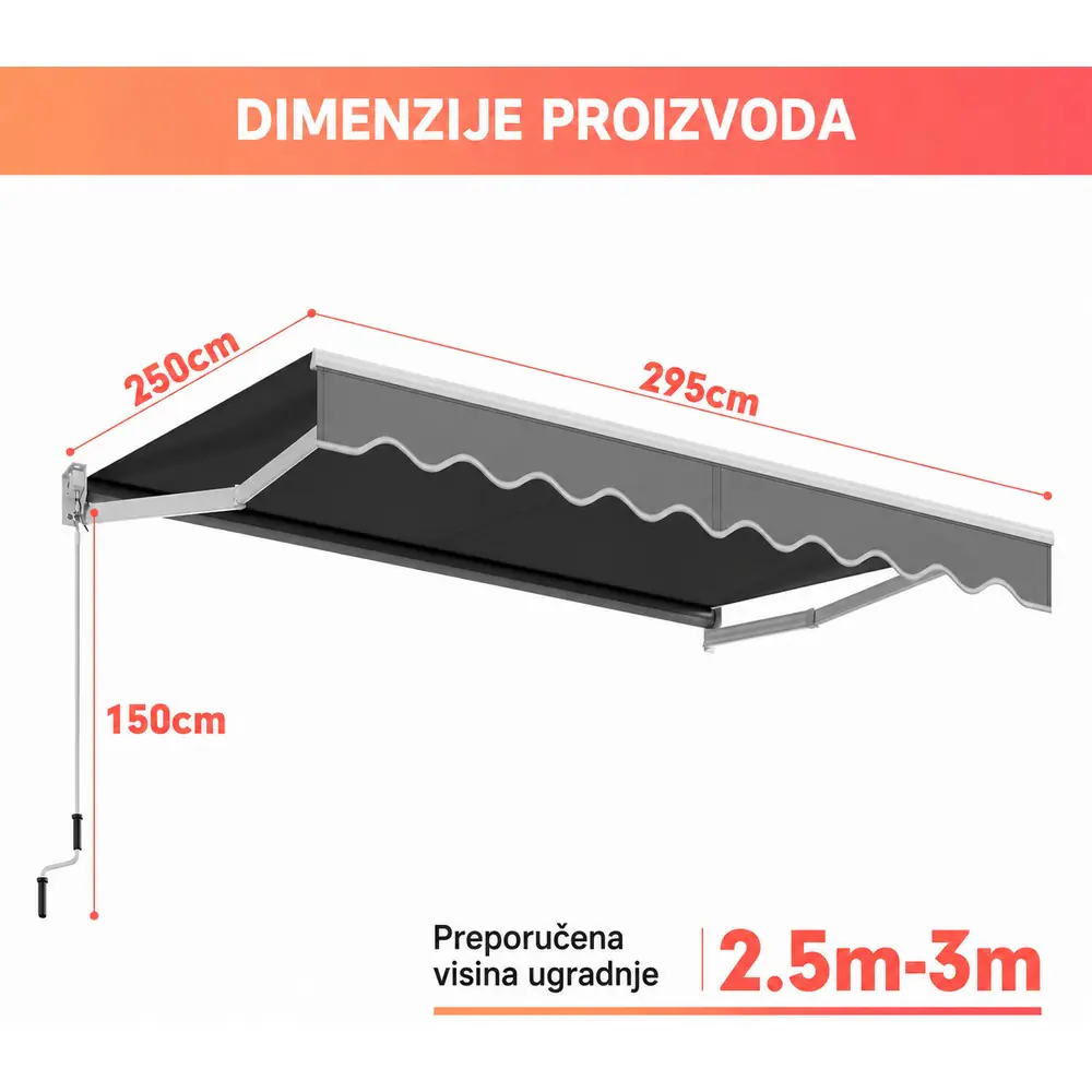 Montelux Solara 300x250cm Siva Tenda