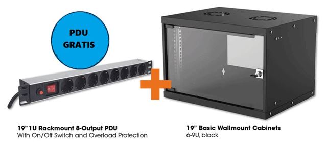 Intellinet 19'' Zidni orman 9U/560mm+PDU, 8-Output