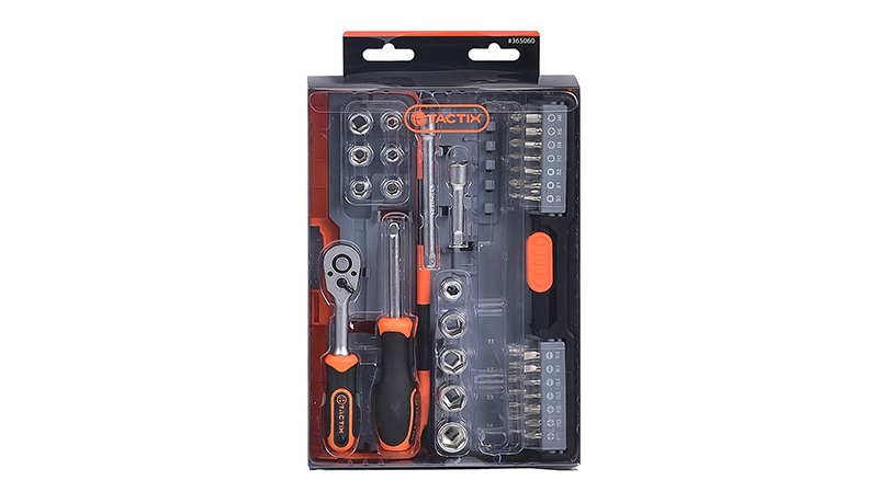 TACTIX Set 43 del. nasadnih ključeva sa čegrtaljkom 1/4" HEX/mm
